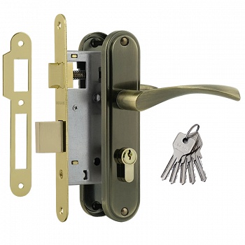 Замок. врезной с ручками 700А-61,5мм/ст.бронза/Нора-М