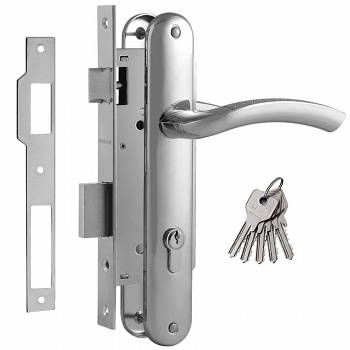 Замок. врезной с ручками 96К-85мм/40мм/хром/Нора-М