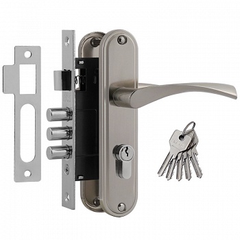 Замок. врезной с ручками 700А-61,5мм/мат. никель/Нора-М