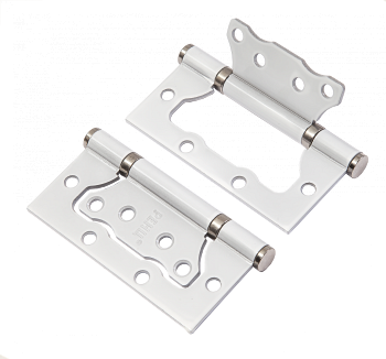 Петля СТАЛЬ100х75х2,5 б/колп 2ВВFH б/врезки SW/CP/супер белый/хром блестящий/RENZ/