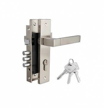 Замок. врезной с ручками LHS 6237-202/3кл.,/никель/61,5мм/PALIDORE