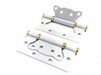 Петля СТАЛЬ100х75х2,5 б/колп 2ВВFH б/врезки SW/PB/супер белый/латунь блестящая/RENZ/