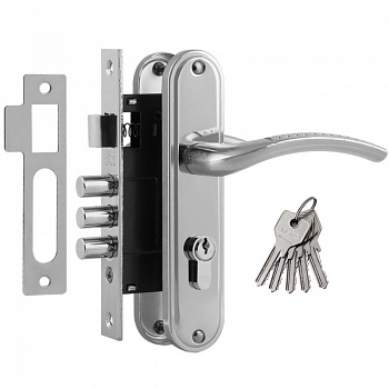 Замок. врезной с ручками 796А-61,5мм/хром/Нора-М