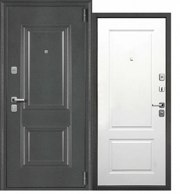 Дверь мет. М6 80 Антик серебро штамп/белый матовый (960х2050L)/Маэстро